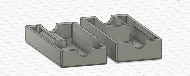 The 3D printed snap fit case requires no mounting hardware! CAD design of the snap-fit case, pictured in Fusion 360.